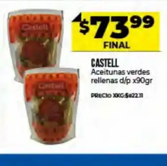 Supermayorista Vital Castell Aceitunas verdes rellenas d/p x 90gr oferta