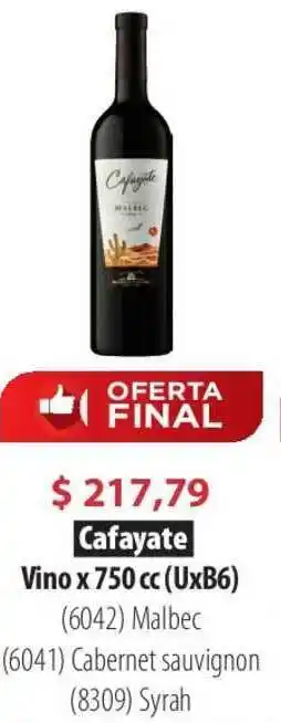 Parodi Cafayete Vino x 750cc oferta