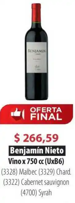 Parodi Benjamín Nieto Vino x 750cc oferta