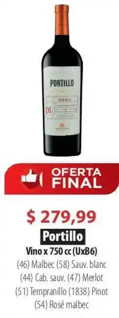 Parodi Portillo Vino x 750cc oferta