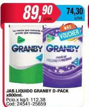 Maxiconsumo Jab. Liquido Granby D-pack x 800ml oferta