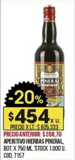 Coto Aperitivo Hierbas Pineral x 750ml oferta