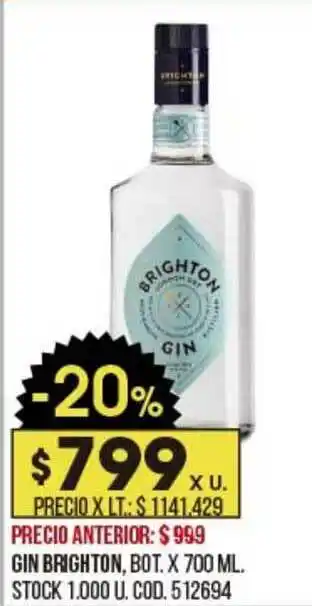 Coto Gin Brighton x 700ml oferta