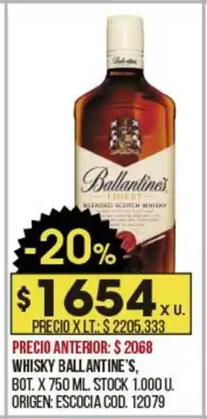 Coto Whisky Ballantine's x 750ml oferta