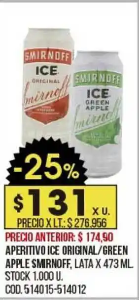 Aperitivo Original Green Apple Smirnoff x 473ml