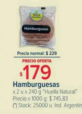 Carrefour Hamburguesas X 2 X 240 G oferta