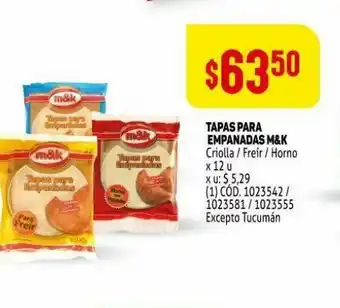 Tapas para empanada m&k