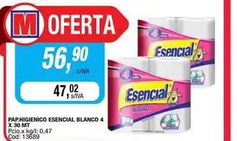 Maxiconsumo Pap. Higienico Esencial Blanco 4 X 30Mt oferta
