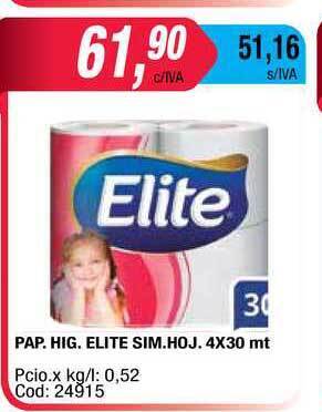 Maxiconsumo Pap. Hig. Elite Sim. Hoj. 4x30Mt oferta