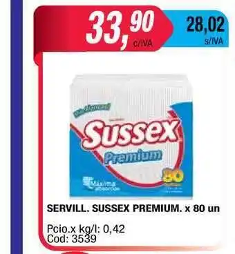 Maxiconsumo Servill. Sussex Premium. X 80 Un oferta