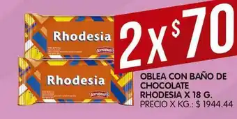 Supermercados DIA Oblea Con Baño De Chocolate Rhodesia 18g oferta