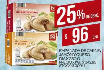Supermercados DIA Empanada De Carne Jamón Y Queso Dia 280g oferta