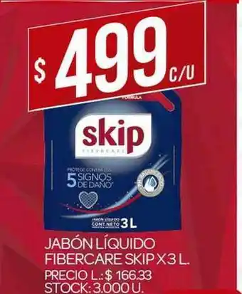 Supermercados DIA Jabón Líquido Fibercare Skip 3L oferta