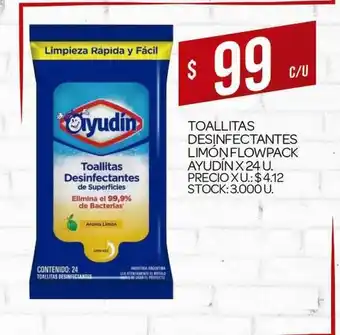 Supermercados DIA Toallitas Desinfectantes Limón Flowpack Ayudín 24u oferta