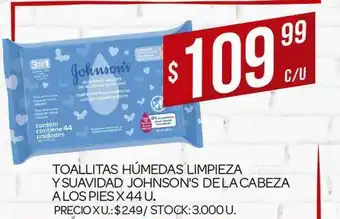 Supermercados DIA Toallitas Húmedas Limpeza Y Suavidad Johnson's De La Cabeza A Los Pies 44u oferta