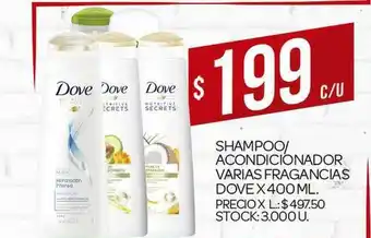 Supermercados DIA Shampoo Acondicionador Varis Fragancias Dove 400ml oferta