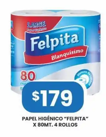 Supermercados Zeta Papel Higénico "Felpita" x 80mt. 4Rollos oferta