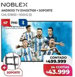 Naldo Lombardi Noblex android tv dv43x7100 + soporte oferta