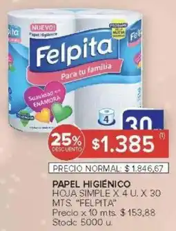 Carrefour Felpita papel higienico hoja simple oferta