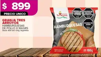 Carrefour Granja tres arroyos hamburguesas de pollo oferta