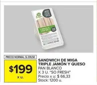 Carrefour Sandwich De Miga Triple Jamón Y Queso Pan Blanco x 3 U. oferta