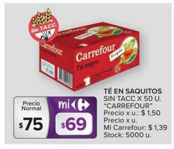 Carrefour Carrefour Té En Saquitos Sin Tacc x 50 U. oferta