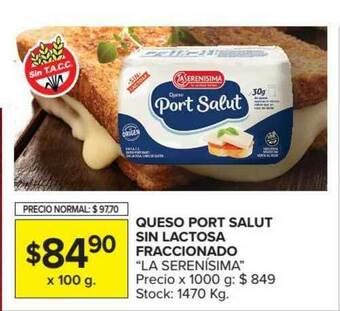 Carrefour Queso Port Salut Sin Lactosa Fraccionado "La Serenisima" x 100 g. oferta