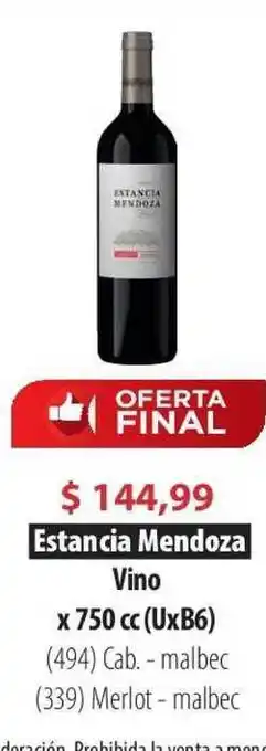 Parodi Estancia Mendoza Vino x 750cc (UxB6) oferta
