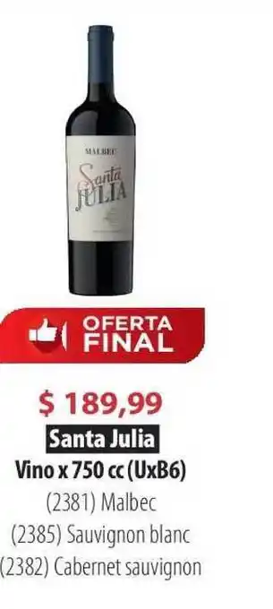 Parodi Santa Julia Vino X 750cc (UxB6) oferta