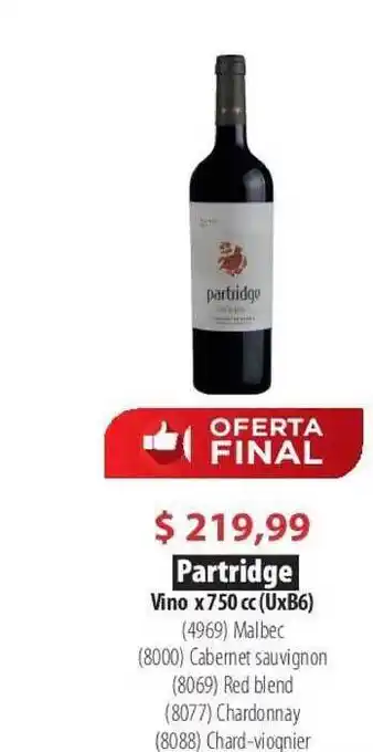 Parodi Partridge Vino X 750cc (UxB6) oferta