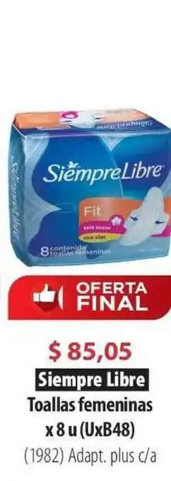 Parodi Siempre Libre Toallas Femeninas X 8 U (uxb48) oferta