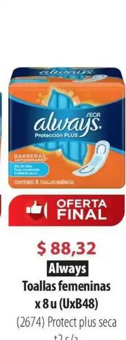 Parodi Always Toallas Femeninas X 8 U (uxb48) oferta
