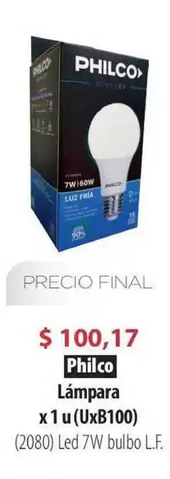 Parodi Philco Lámpara X 1 U (uxb100) (2080) Led 7w Bulbo L.f. oferta