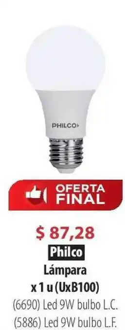 Parodi Philco Lámpara X 1 U (uxb100) (6690) Le 9w Bulbo L.c. (5886) Led 9w Bulbo L.f. oferta