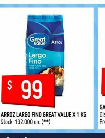 Changomas Arroz largo fino great value x 1 kg oferta