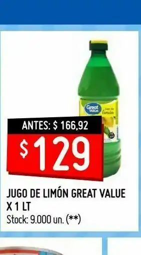 Changomas Jugo de limón great value x 1 lt oferta