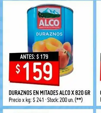 Changomas Duraznos en mitades alco x 820 gr oferta