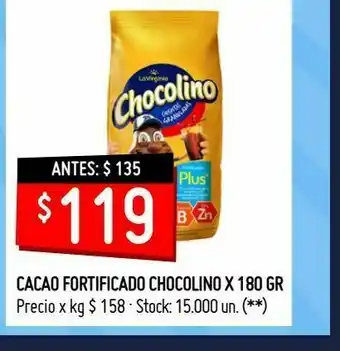Changomas Cacao fortificado chocolino x 180 gr oferta