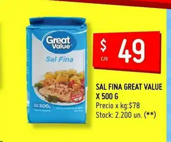Changomas Sal fina great value x 500 g oferta