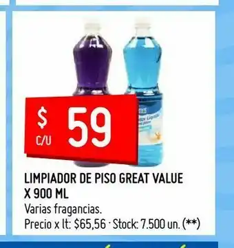 Changomas Limpiador de piso great value x 900 ml oferta