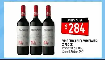 Changomas Vino chacabuco varietales x 750 cc oferta