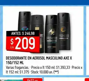 Changomas Desodorante en aerosol masculino axe x 150/152 ml oferta