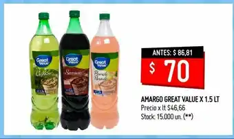 Changomas Amargo great value x 1.5 lt oferta