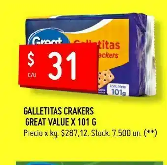 Walmart Galletitas crakers great value x 101 g oferta
