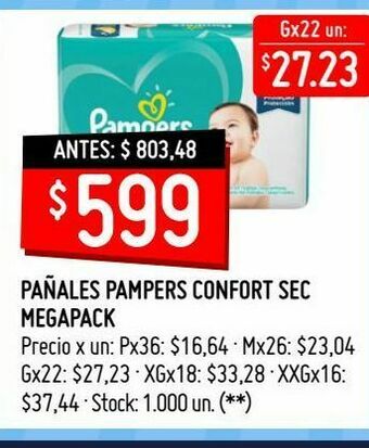 Walmart Pañales pampers confort sec megapack oferta