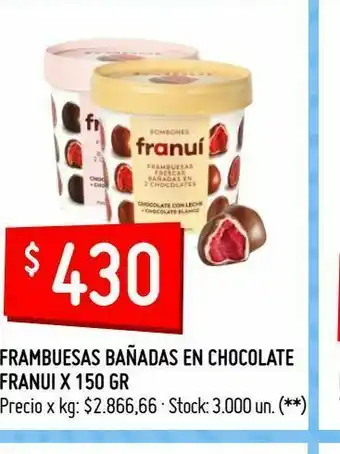 Walmart Frambuesas bañadas en chocolate franui x 150 gr oferta