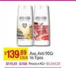 Axe Anti 90gr Vs Tipos