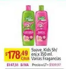 Suave Kids Shampoo/Enjuague Varias Fragancias x 350ml.
