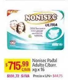 Nonisec Pañal Adultos C/barr. xg x 16