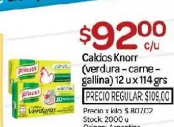 Knorr Caldos (verdura - Carne - gallina) 12u x 114grs